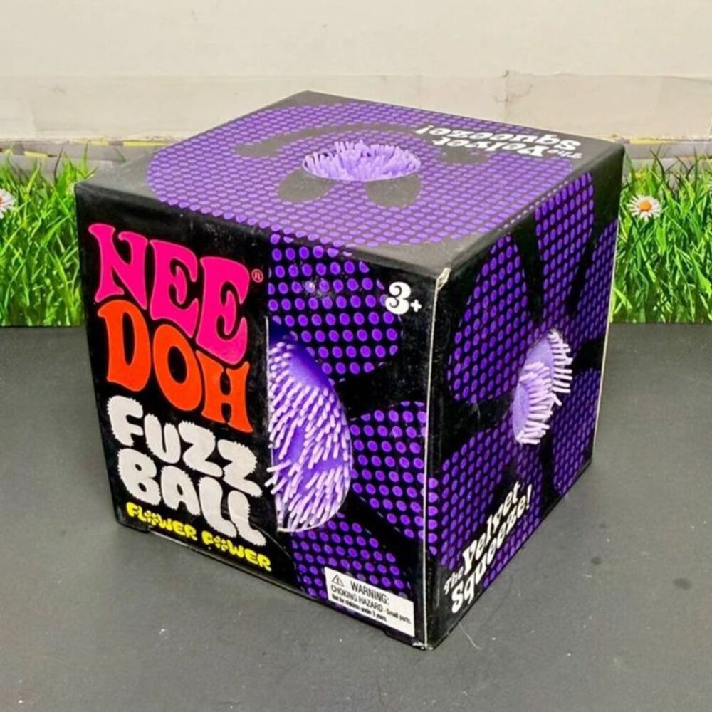 Nee Doh Fuzz Ball Flower Power Squeezeable Stress Reliever Purple 3 in Needoh